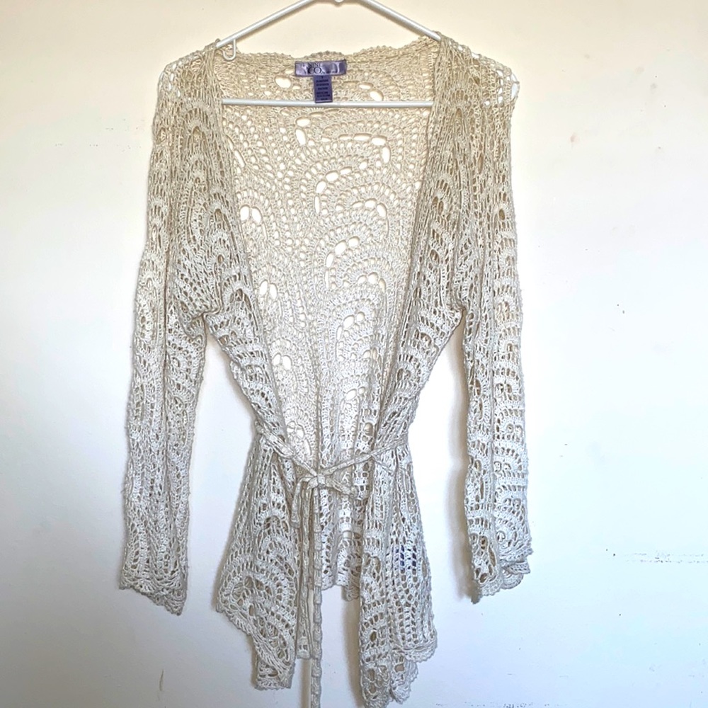 Ivory White Knitted Summer Cardigan